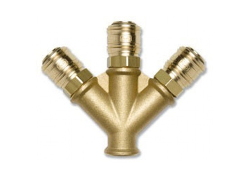 Contimac 3-weg verdeelstuk Euro, 3/8" binnendraad, messing