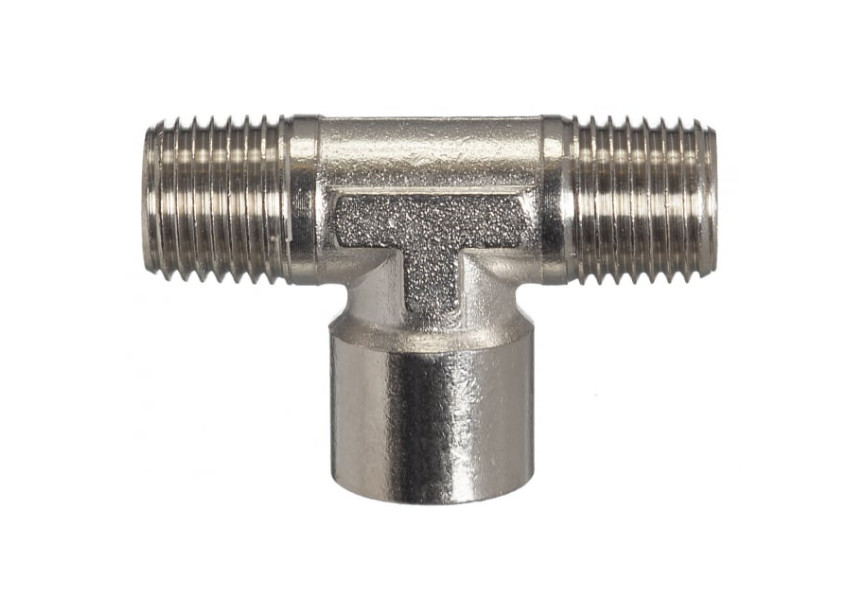GAV T-stuk 3/8", 1 x binnendraad en 2 x buitendraad, messing verzinkt
