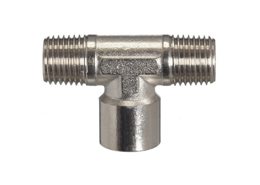 GAV T-stuk 3/8", 1 x binnendraad en 2 x buitendraad, messing verzinkt