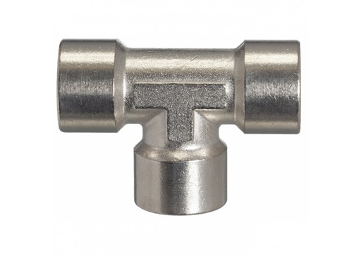 Contimac T-stuk 3 x 1/4" binnendraad, messing