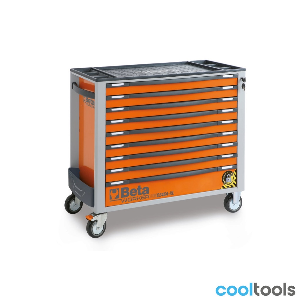 [024006366] Beta BW 2400S XL9/E-XXL | Gereedschapswagen breed model met 9 laden en 716-delig assortiment (Rood)