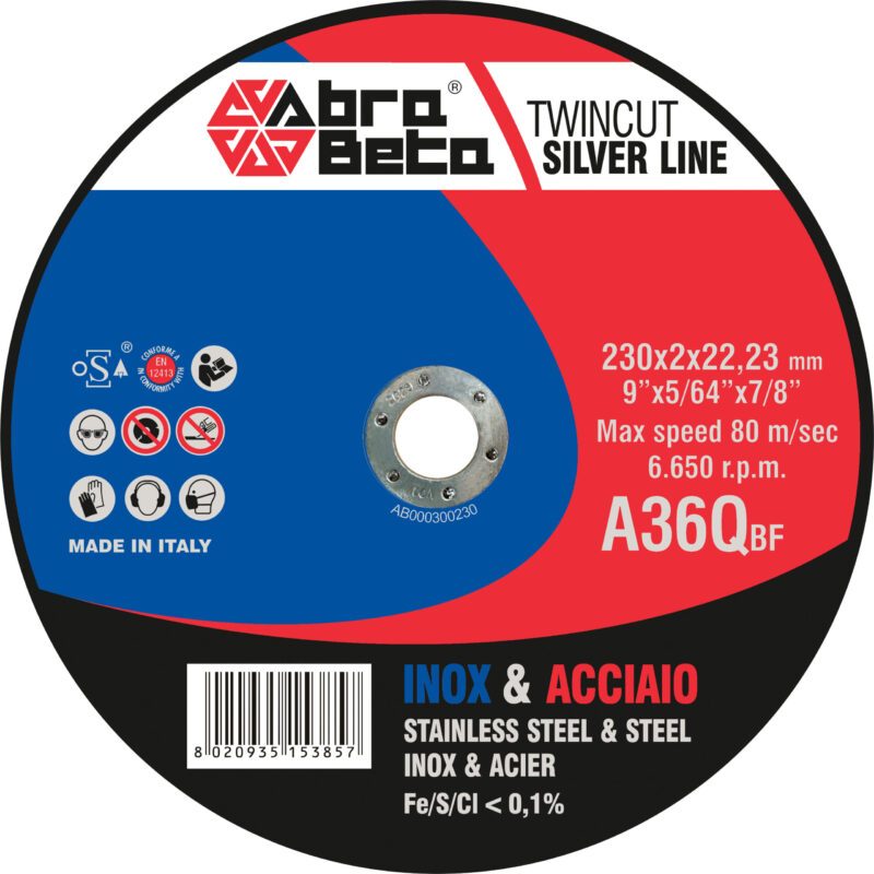 Abra Beta dunne doorslijpschijf vlak 230 mm voor staal en RVS (A36Q)