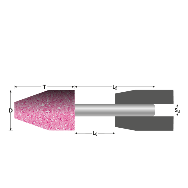 Abra Beta slijpstift cilinder met afgeknotte kegel voor staal, korrel 36/46